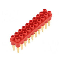 Bloc multipriză banană 2mm roşie 70VDC 10A 20 prize | Electronic-mag.ro | Componente Electronice