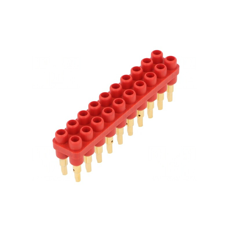 Bloc multipriză banană 2mm roşie 70VDC 10A 20 prize | Electronic-mag.ro | Componente Electronice
