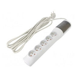 Prelungitor cu Protecție la Supratensiune, 5 Prize, Gri | Electronic-mag.ro | Componente Electronice