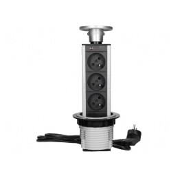 Prelungitor cu prize argintiu pentru mobilier 3680W IP20 | Electronic-mag.ro | Componente Electronice