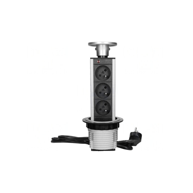 Prelungitor cu prize argintiu pentru mobilier 3680W IP20 | Electronic-mag.ro | Componente Electronice
