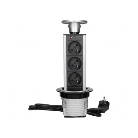 Prelungitor cu prize argintiu pentru mobilier 3680W IP20 | Electronic-mag.ro | Componente Electronice