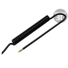 Cablu spiralat neecranat PUR negru 300V 0,8m 3,2m | Electronic-mag.ro | Componente Electronice