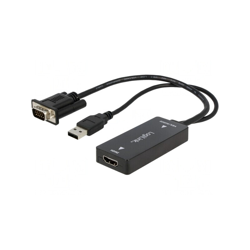 Convertor D-Sub 15pin la HDMI și USB A Negru | Electronic-mag.ro | Componente Electronice