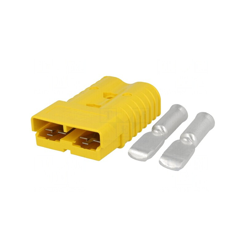 Mufă cablu-cablu hermafrodit 2 pini galbenă crimpată | Electronic-mag.ro | Componente Electronice