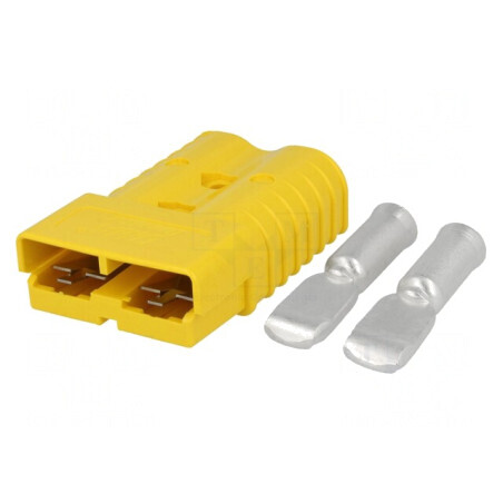 Mufă cablu-cablu hermafrodit 2 pini galbenă crimpată | Electronic-mag.ro | Componente Electronice
