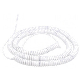 Cablu spiralat neecranat alb 3x0,15mm2 PUR 300V 1m 4m | Electronic-mag.ro | Componente Electronice