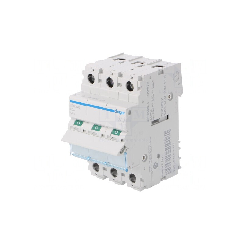 Separator-întrerupător 3 Poli pentru şină DIN 40A 400VAC | Electronic-mag.ro | Componente Electronice