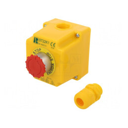 Casetă de comandă ST22 cu 1 buton cap ciupercă NC IP65 | Electronic-mag.ro | Componente Electronice