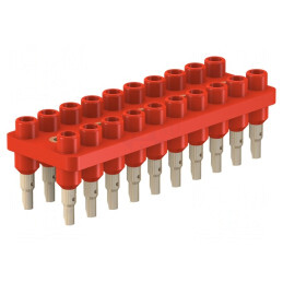 Bloc multipriză banană 2mm roşie 70VDC 10A 20 prize | Electronic-mag.ro | Componente Electronice