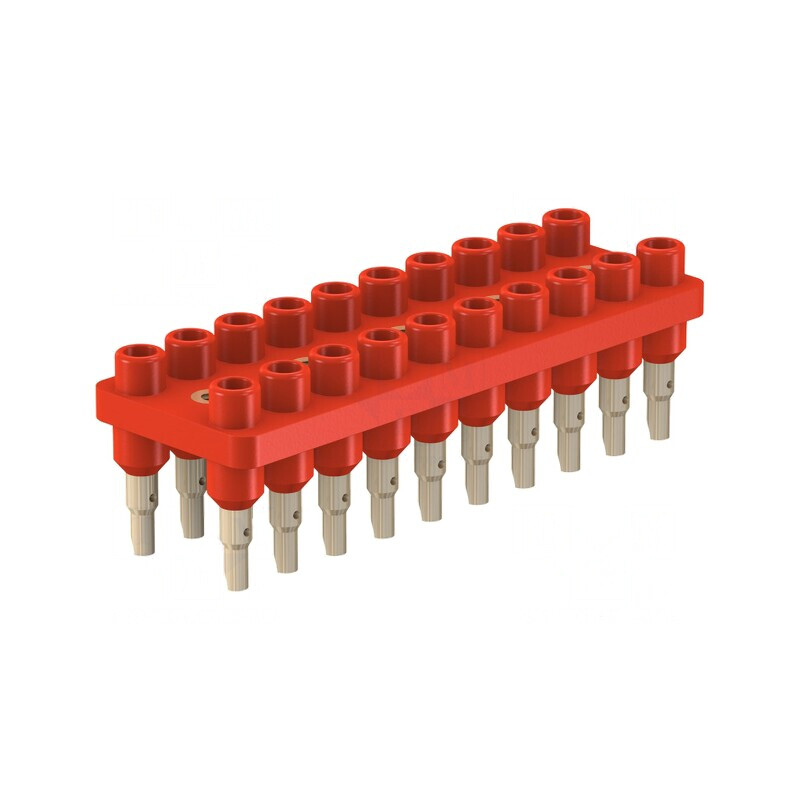 Bloc multipriză banană 2mm roşie 70VDC 10A 20 prize | Electronic-mag.ro | Componente Electronice