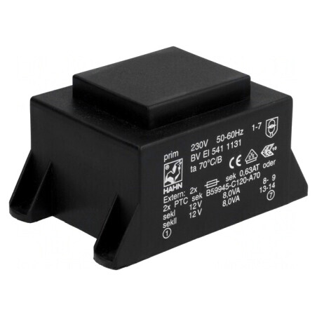 Transformator încapsulat 16VA 230V 12V 667mA PCB | Electronic-mag.ro | Componente Electronice
