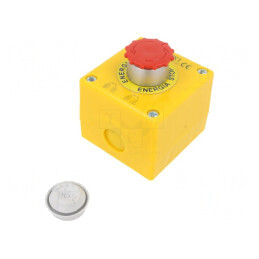 Casetă de Comandă SP22 cu 1 Buton Ciupercă IP65 NC | Electronic-mag.ro | Componente Electronice