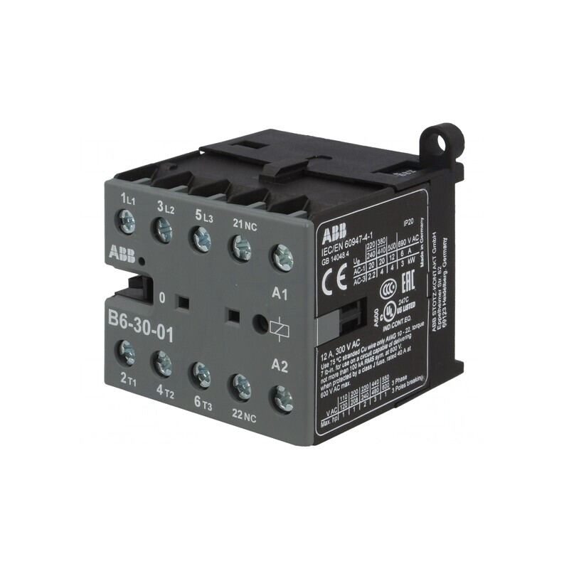 Contactor 3P NO 24VAC 6A cu 3 Contacte Auxiliare NC | Electronic-mag.ro | Componente Electronice