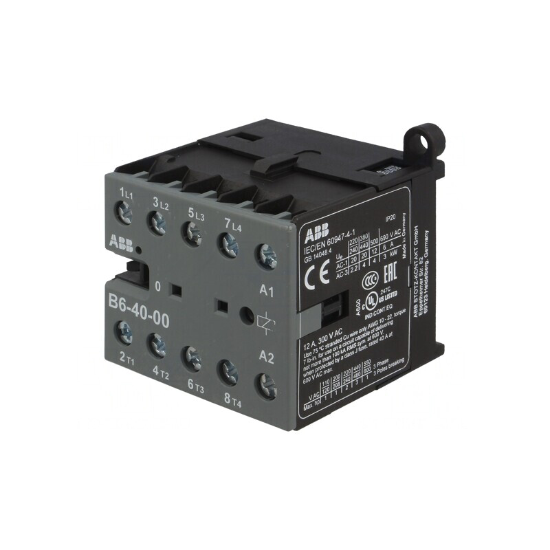 Contactor 4-pol NO 220-240V 6A B6 cu șurub | Electronic-mag.ro | Componente Electronice