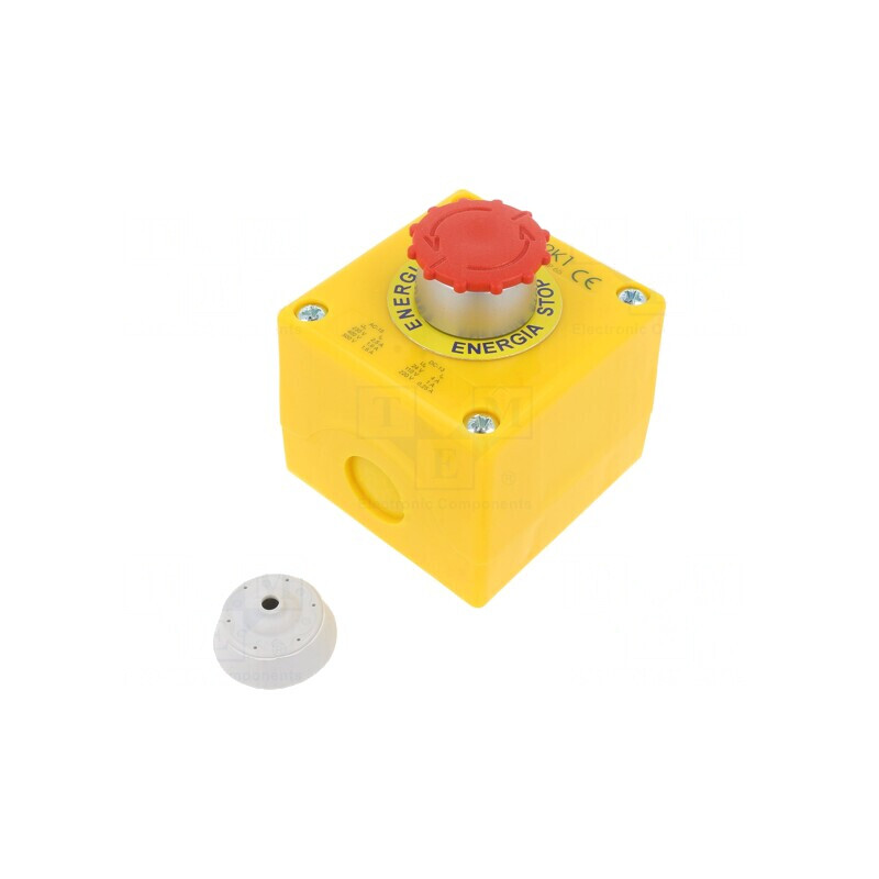 Casetă de Comandă cu 1 Buton Ciupercă IP65 SP22K1 | Electronic-mag.ro | Componente Electronice