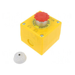 Casetă de Comandă cu 1 Buton Ciupercă IP65 SP22K1 | Electronic-mag.ro | Componente Electronice