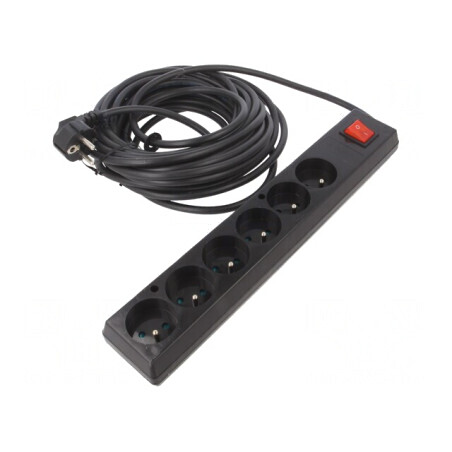 Prelungitor Alimentare 6 Prize 10m Negru | Electronic-mag.ro | Componente Electronice