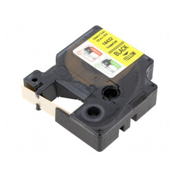 Bandă Etichetare 12mm x 5,5m Galben cu Negru | Electronic-mag.ro | Componente Electronice