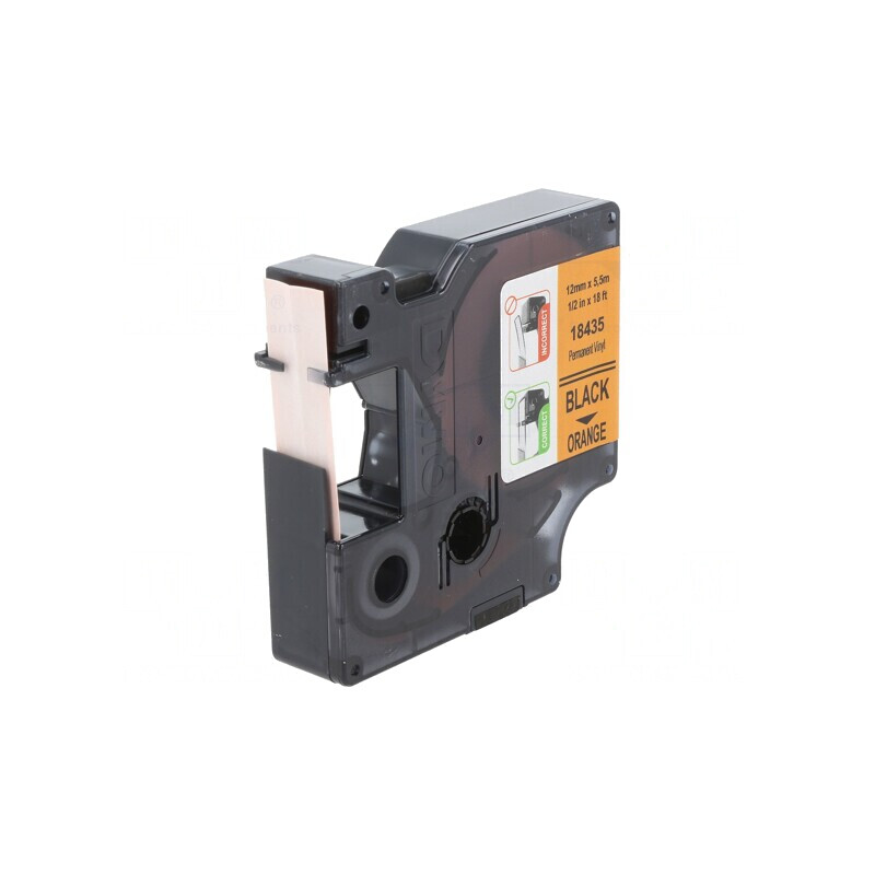 Bandă Dymo 12mm x 5,5m Portocalie cu Text Negru | Electronic-mag.ro | Componente Electronice