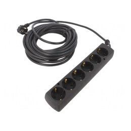 Prelungitor alimentare Schuko 6 Prize PVC Negru 3x1,5mm2 | Electronic-mag.ro | Componente Electronice