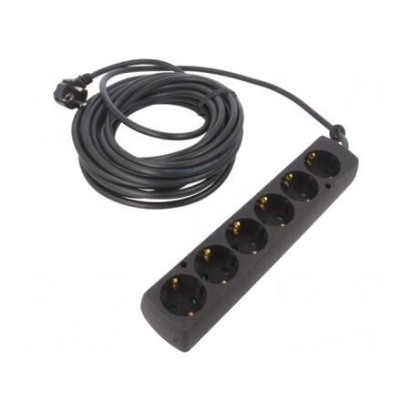 Prelungitor alimentare Schuko 6 Prize PVC Negru 3x1,5mm2 | Electronic-mag.ro | Componente Electronice