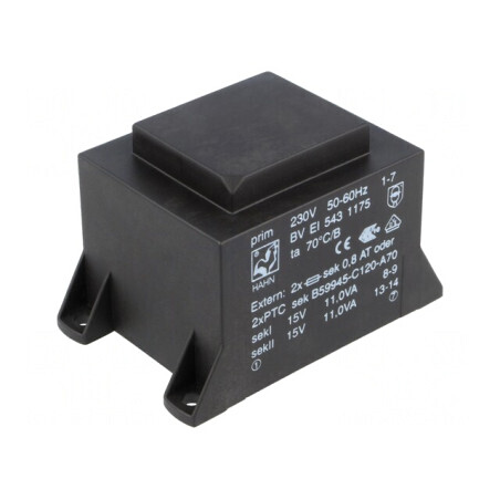 Transformator încapsulat 22VA 230V 15V PCB | Electronic-mag.ro | Componente Electronice