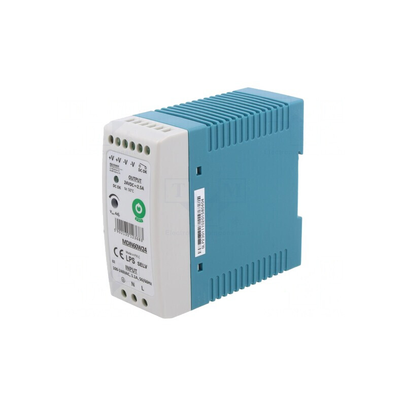 Alimentator Pulsatoriu 60W 24V 180-264V pentru Șină DIN | Electronic-mag.ro | Componente Electronice Alimentator Pulsatoriu 60W 24V 180-264V pentru Șină DIN | Electronic-mag.ro | Componente Electronice