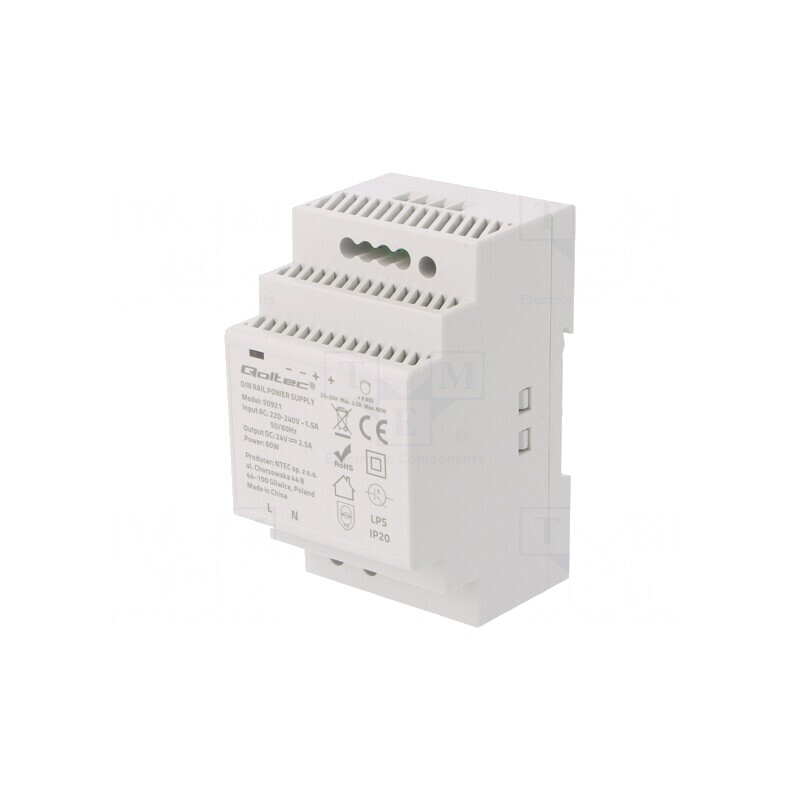 Alimentator Pulsatoriu pentru Șină DIN 60W 24V 2.5A IP20 | Electronic-mag.ro | Componente Electronice Alimentator Pulsatoriu pentru Șină DIN 60W 24V 2.5A IP20 | Electronic-mag.ro | Componente Electronice