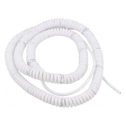 Cablu spiralat neecranat 2x0,15mm2 PUR alb 1m 300V
