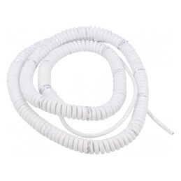 Cablu spiralat neecranat 2x0,15mm2 PUR alb 1m 300V | Electronic-mag.ro | Componente Electronice