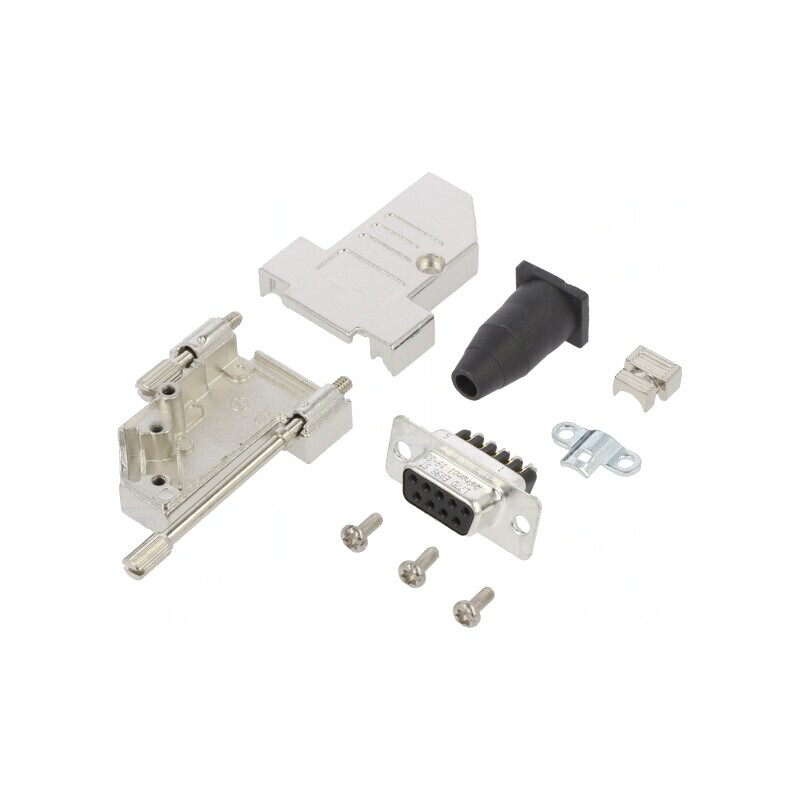 Conector D-Sub 9 PIN Mamă Unghi 45° cu Şurub pe Cablu | Electronic-mag.ro | Componente Electronice