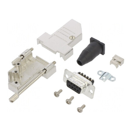 Conector D-Sub 9 PIN Mamă Unghi 45° cu Şurub pe Cablu | Electronic-mag.ro | Componente Electronice