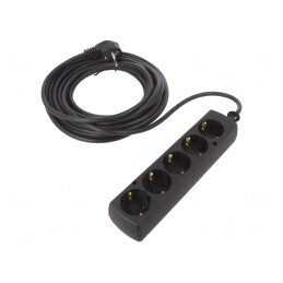 Prelungitor Schuko 5 Prize PVC Negru | Electronic-mag.ro | Componente Electronice