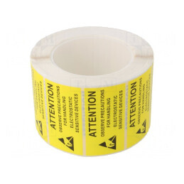 Etichetă Autoadezivă ESD 38x75mm 1000buc Rola Galben-Negru | Electronic-mag.ro | Componente Electronice