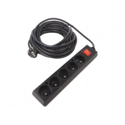 Prelungitor 5 Prize PVC Negru 10m 16A | Electronic-mag.ro | Componente Electronice