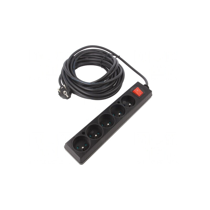 Prelungitor 5 Prize PVC Negru 10m 16A | Electronic-mag.ro | Componente Electronice