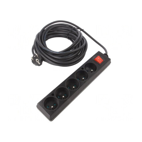 Prelungitor 5 Prize PVC Negru 10m 16A | Electronic-mag.ro | Componente Electronice