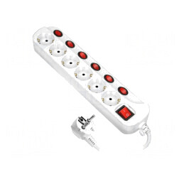 Prelungitor 6 prize cu protecție la supratensiune 10A | Electronic-mag.ro | Componente Electronice