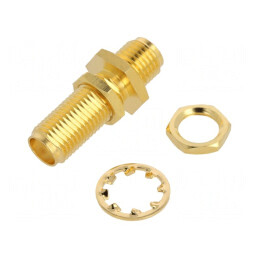 Adaptor SMA Tată-Mamă Reverse 50Ω PTFE Aurit | Electronic-mag.ro | Componente Electronice