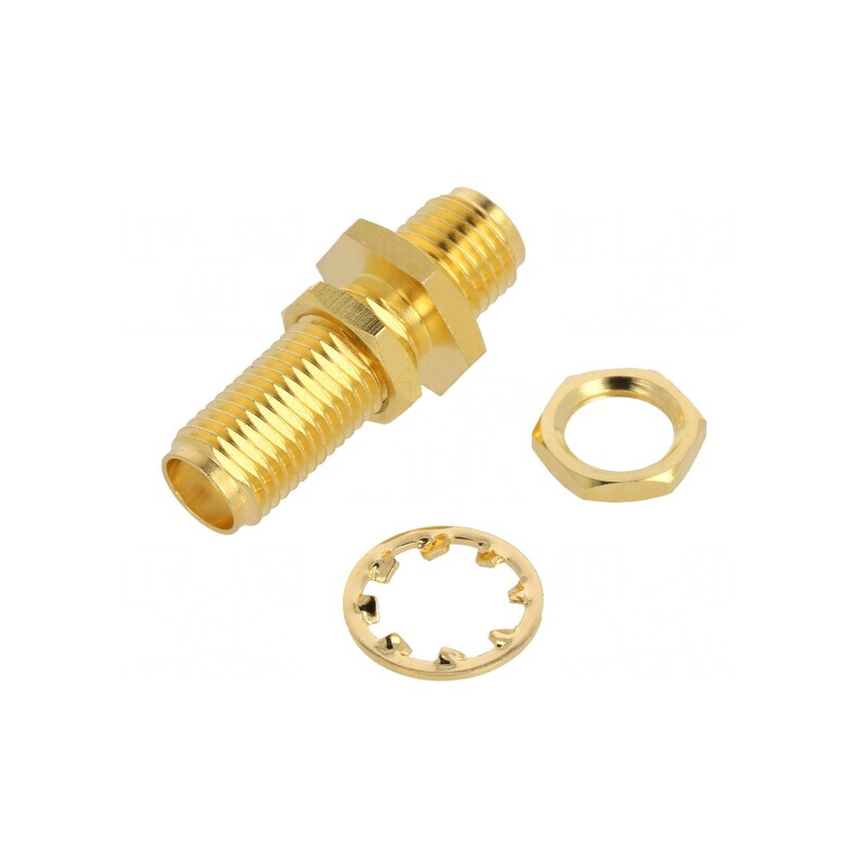 Adaptor SMA Tată-Mamă Reverse 50Ω PTFE Aurit | Electronic-mag.ro | Componente Electronice