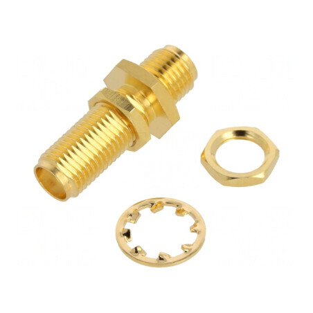 Adaptor SMA Tată-Mamă Reverse 50Ω PTFE Aurit | Electronic-mag.ro | Componente Electronice