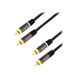Cablu | RCA mufă,din ambele părţi | 10m | Placare: aurit | negru | PVC | CA1209