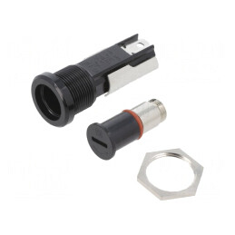 Clemă Siguranțe Cilindrice 16A Panou Neagră 250VAC | Electronic-mag.ro | Componente Electronice