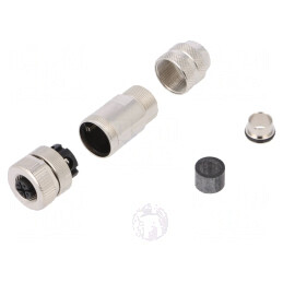 Mufă M12 4P Mamă pe Cablu Drept | Electronic-mag.ro | Componente Electronice