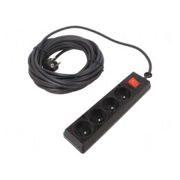 Prelungitor electric 4 prize negru 10m 16A | Electronic-mag.ro | Componente Electronice