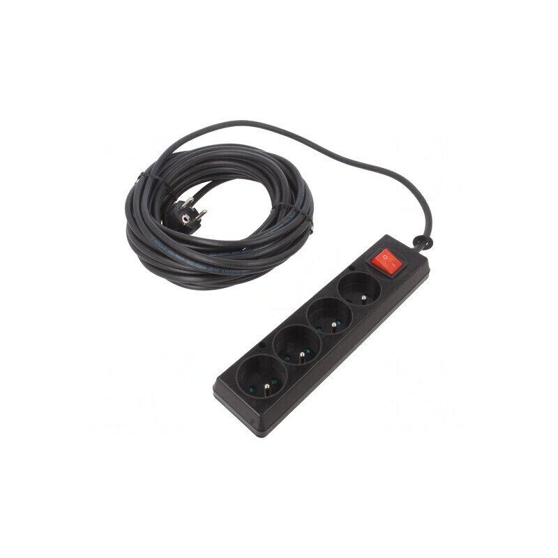 Prelungitor electric 4 prize negru 10m 16A | Electronic-mag.ro | Componente Electronice