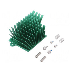 Radiator extrudat cu aripioare BGA verde 41mm x 45mm | Electronic-mag.ro | Componente Electronice