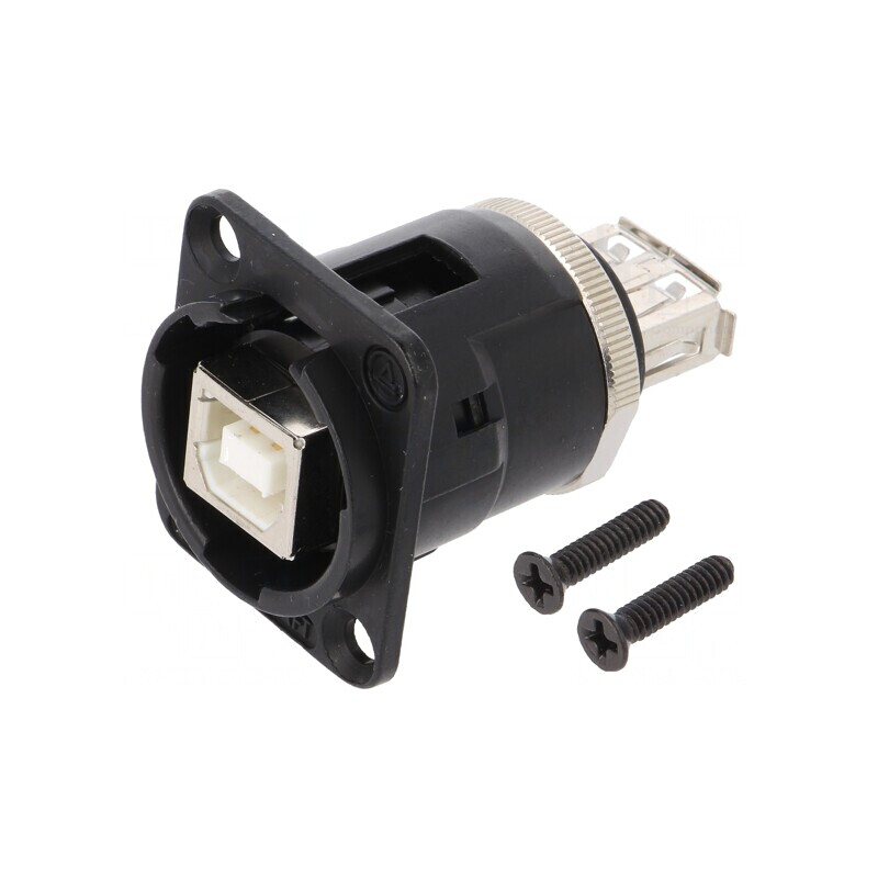 Adaptor USB A la USB B EH 2.0 Negru | Electronic-mag.ro | Componente Electronice