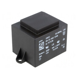 Transformator Încapsulat 15VA 230V 12V 1,25A PCB | Electronic-mag.ro | Componente Electronice